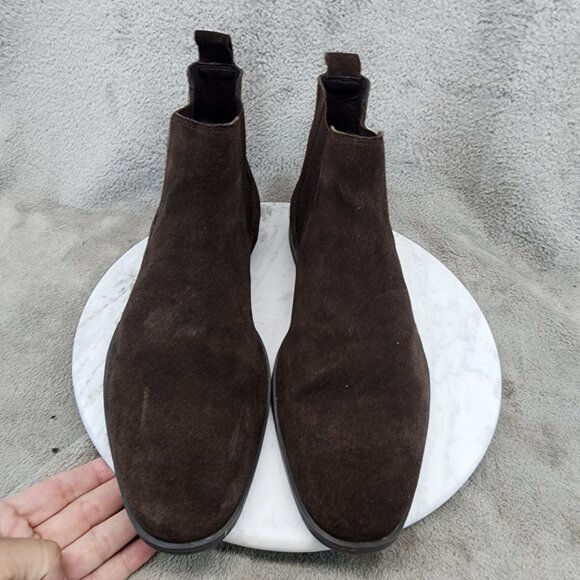  Shoes Mens Size 9 Design Brown Leather Chelsea Ankle Boots *GUC* main image 5